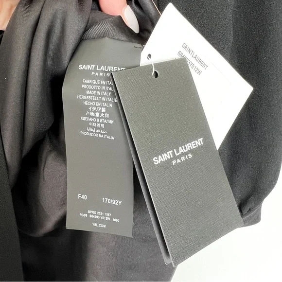 NWT YSL Saint Laurent Open Back Long Sleeve Mini Dress